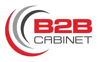 B2B Cabinet logo with curved lines.