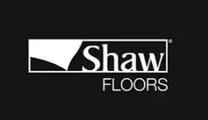 Shaw Floors logo on black background.