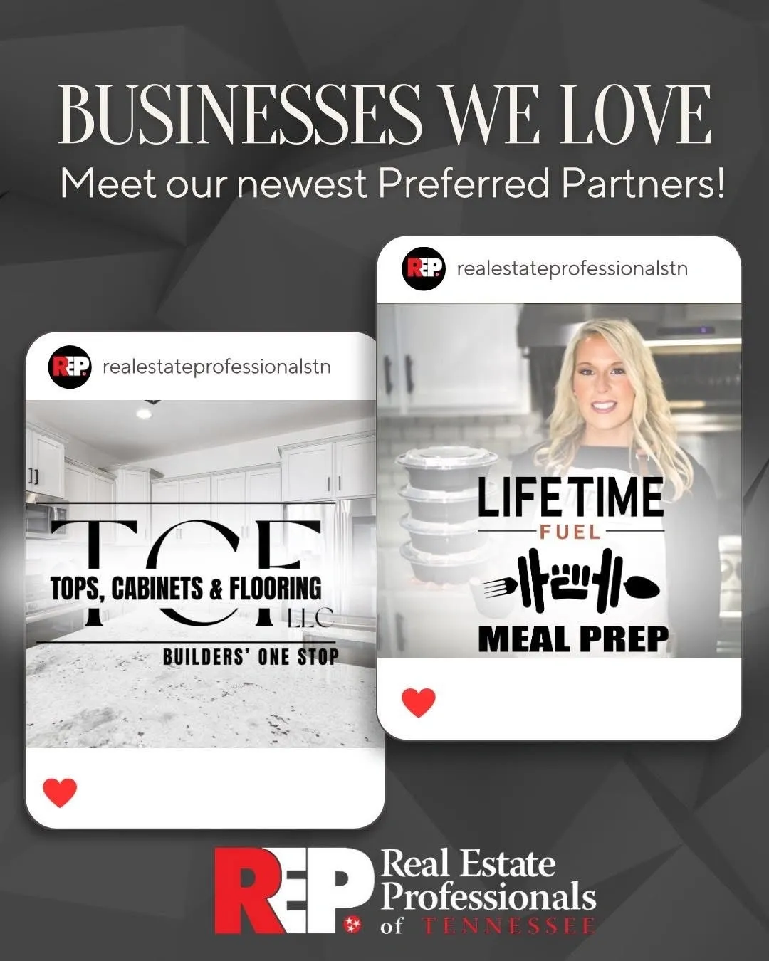 Real estate partners promotional graphic.